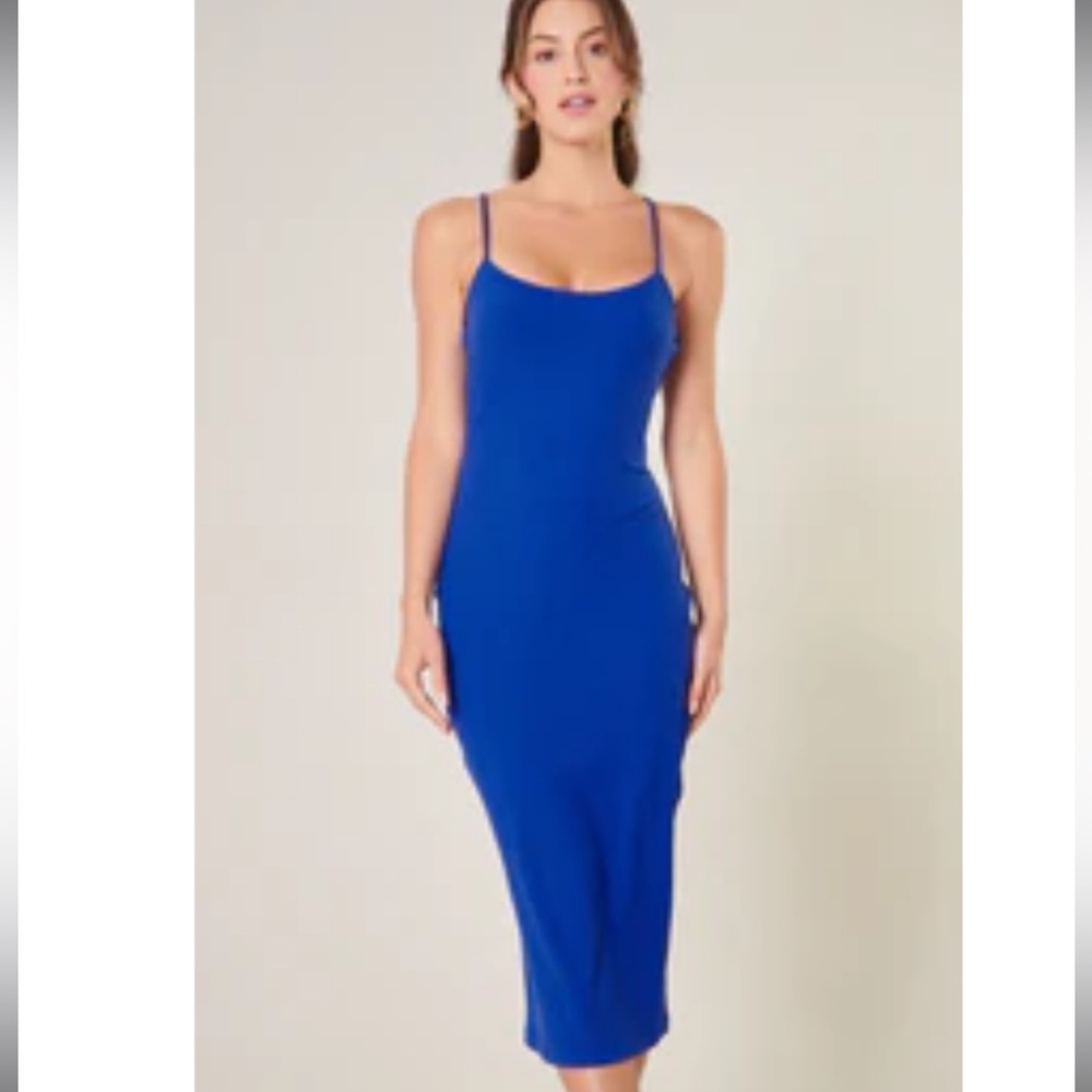 NWT Kingston Ribbed Knit Cami Midi Dress Cobalt medium